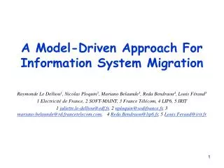 A Model-Driven Approach For Information System Migration