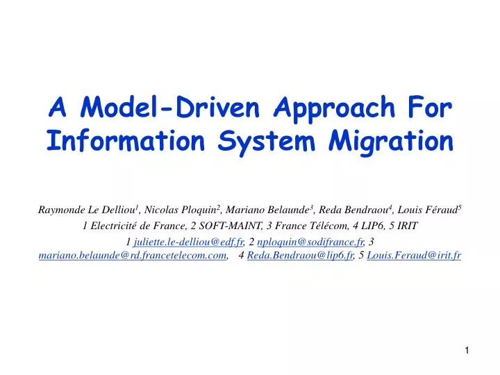 a model driven approach for information system migration