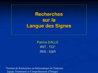 recherches sur la langue des signes