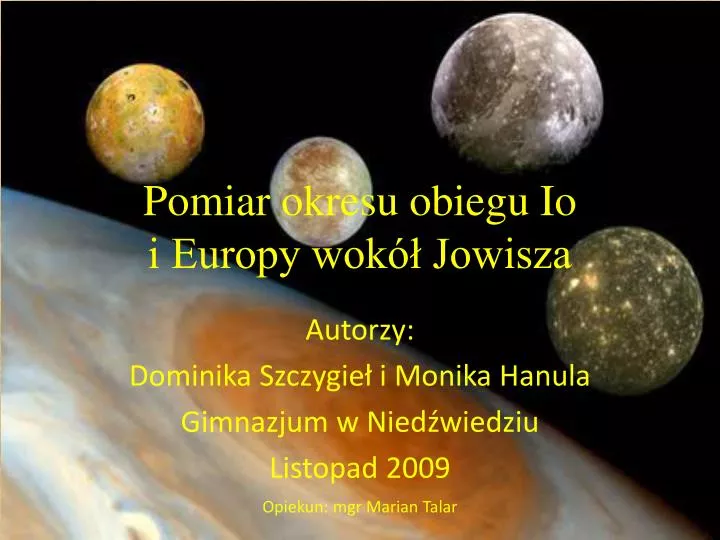 pomiar okresu obiegu io i europy wok jowisza