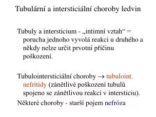 tubul rn a interstici ln choroby ledvin