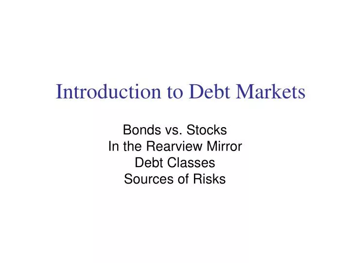 introduction to debt markets