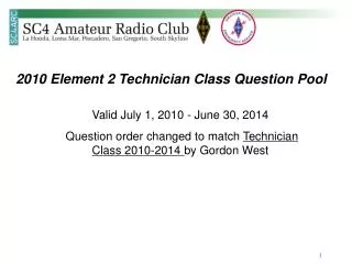 2010 Element 2 Technician Class Question Pool