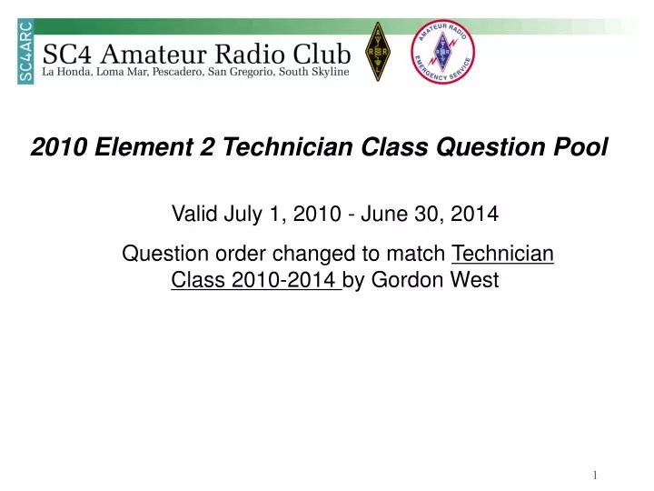 2010 element 2 technician class question pool