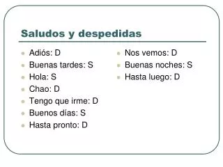 saludos y despedidas