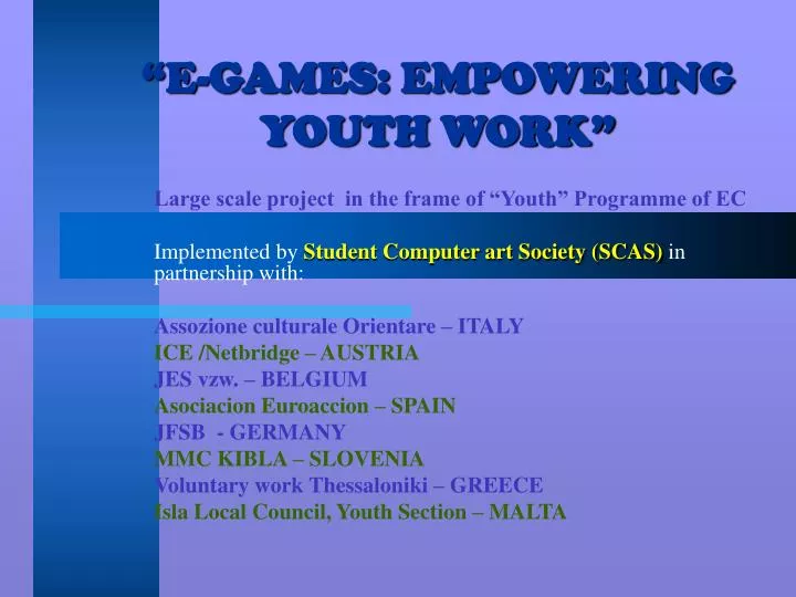 e games empowering youth work
