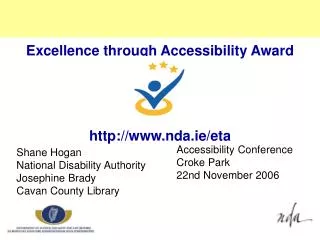 Excellence through Accessibility Award nda.ie/eta