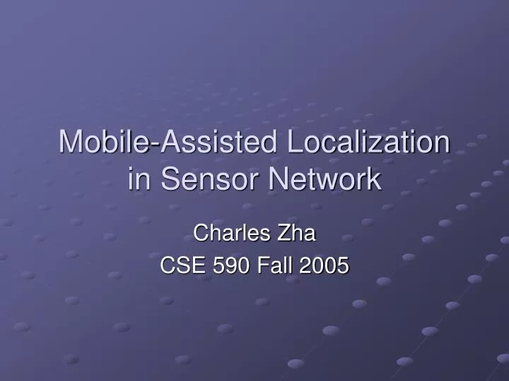 mobile assisted localization in sensor network