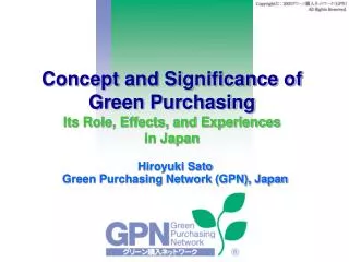 Concept and Significance of Green Purchasing Its Role, Effects, and Experiences in Japan