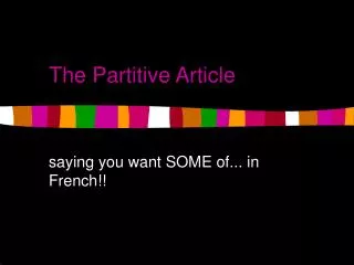 The Partitive Article