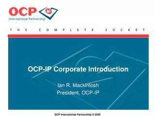 OCP-IP Corporate Introduction