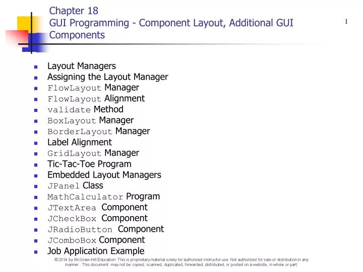 chapter 18 gui programming component layout additional gui components