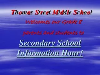 Secondary School Information Hour!