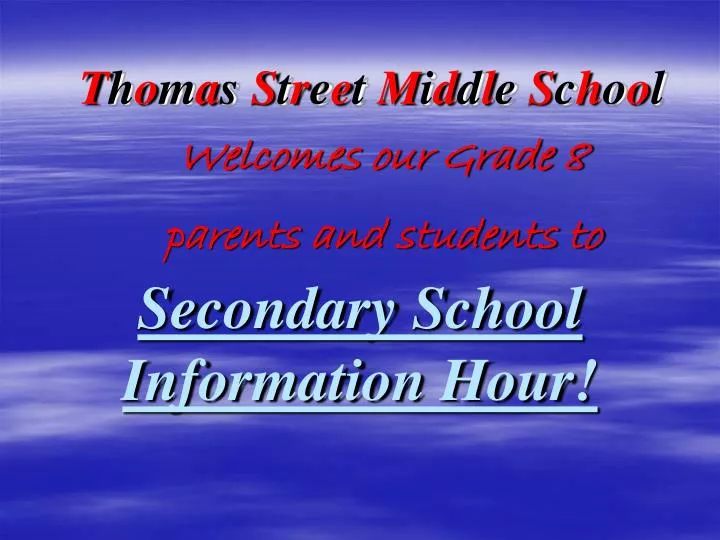 secondary school information hour
