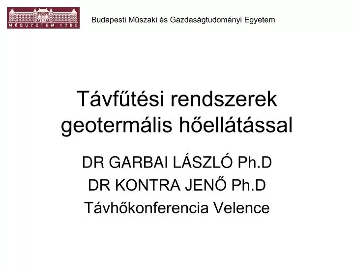 t vf t si rendszerek geoterm lis h ell t ssal