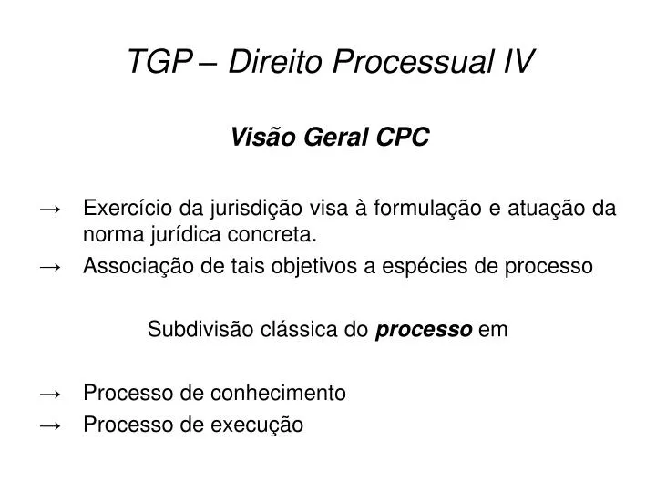 tgp direito processual iv