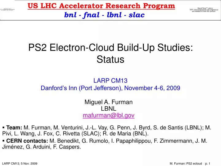 ps2 electron cloud build up studies status larp cm13 danford s inn port jefferson november 4 6 2009