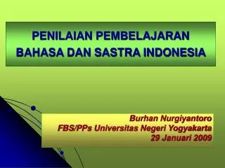 PPT - Pembelajaran Bahasa Dan Sastra Indonesia SD PowerPoint ...