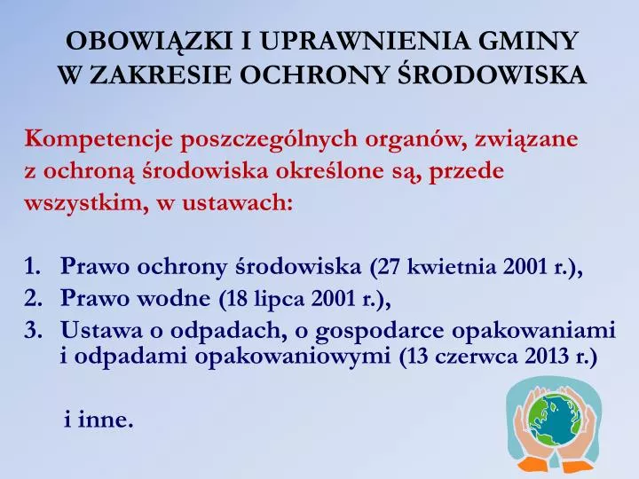 obowi zki i uprawnienia gminy w zakresie ochrony rodowiska