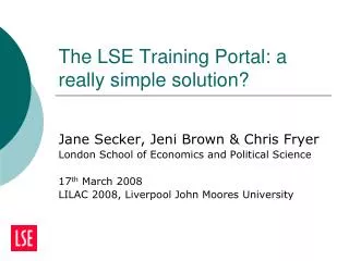 The LSE Training Portal: a really simple solution?