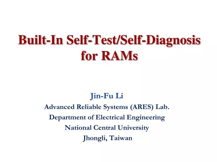built in self test self diagnosis for rams