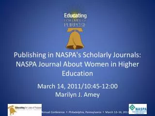 Publishing in NASPA's Scholarly Journals: NASPA Journal About Women in Higher Education