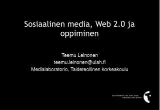 sosiaalinen media web 2 0 ja oppiminen