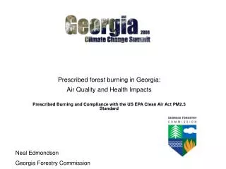 Prescribed forest burning in Georgia: Air Quality and Health Impacts
