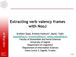 Extracting verb valency frames with Noo J