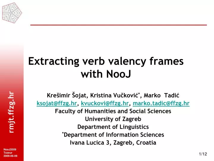 extracting verb valency frames with noo j
