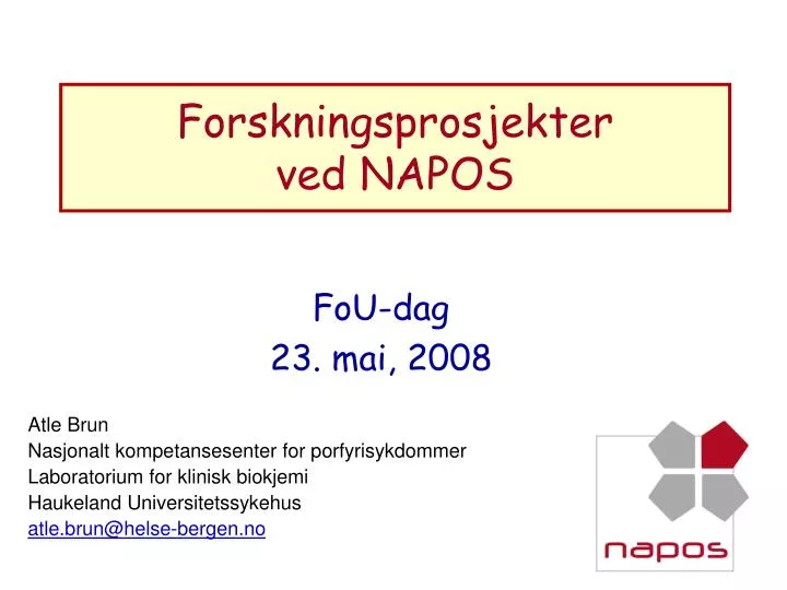 forskningsprosjekter ved napos