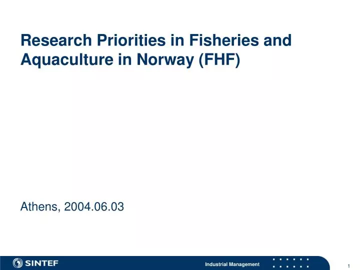 research priorities in fisheries and aquaculture in norway fhf