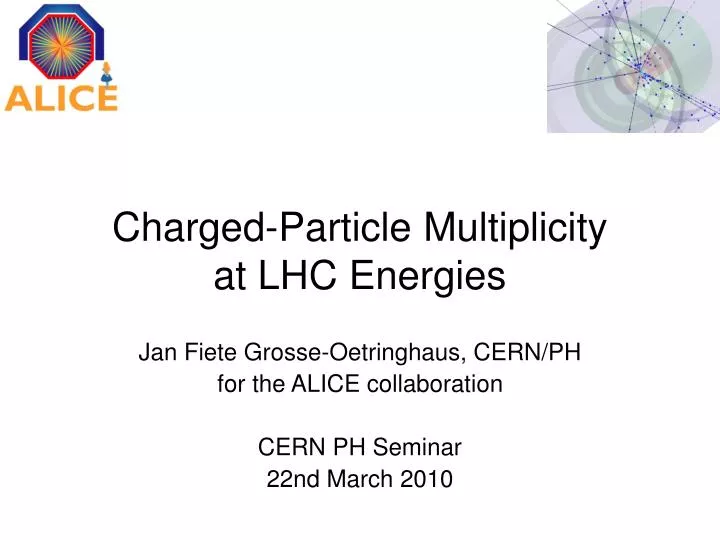 charged particle multiplicity at lhc energies