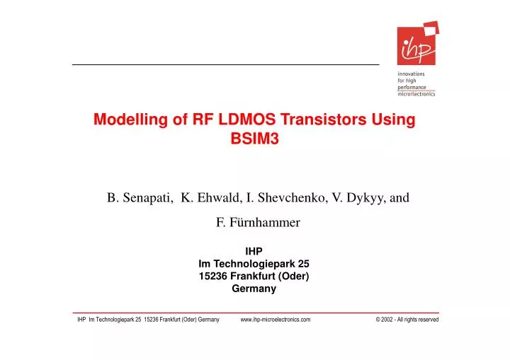 modelling of rf ldmos transistors using bsim3