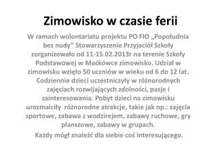 zimowisko w czasie ferii