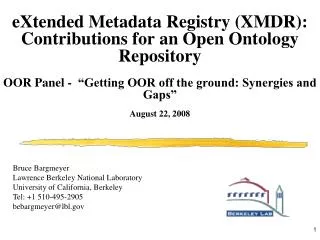 eXtended Metadata Registry (XMDR): Contributions for an Open Ontology Repository