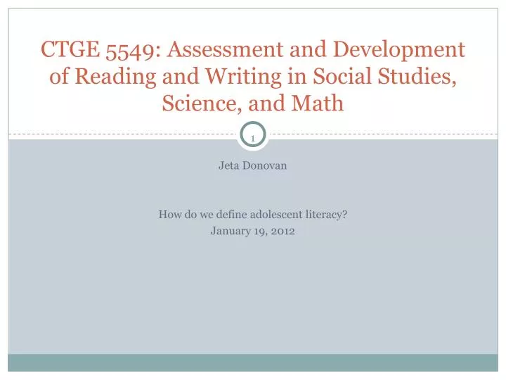 ctge 5549 assessment and development of reading and writing in social studies science and math