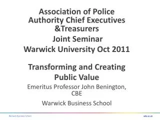 Association of Police Authority Chief Executives &amp;Treasurers Joint Seminar