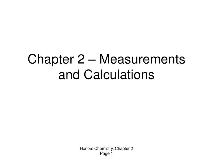 chapter 2 measurements and calculations