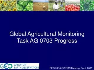 Global Agricultural Monitoring Task AG 0703 Progress