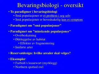 bevaringsbiologi oversikt