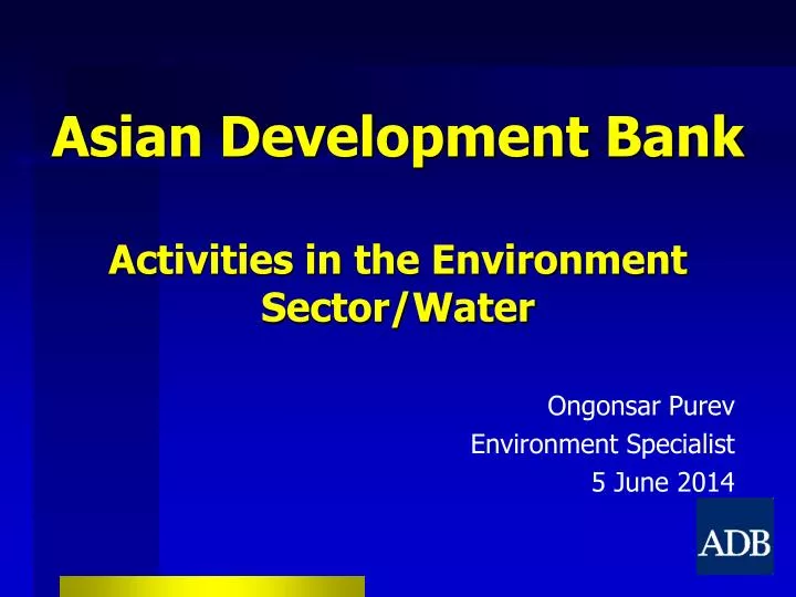 asian development bank activities in the environment sector water
