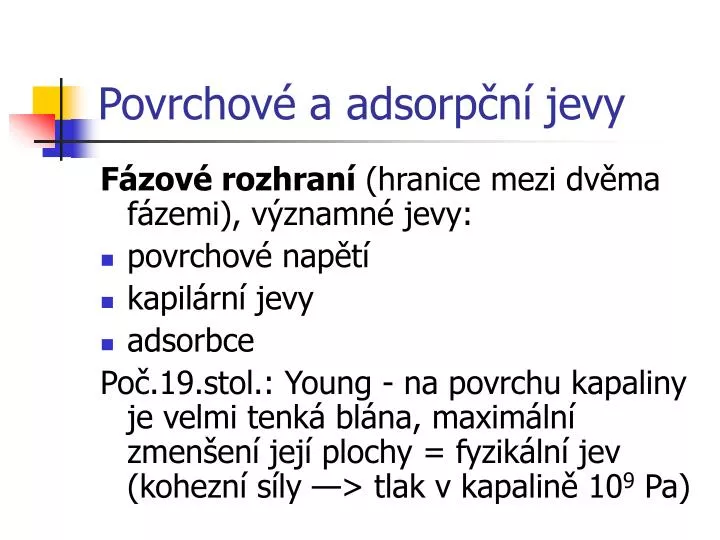 povrchov a adsorp n jevy