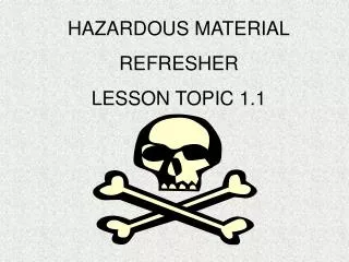 HAZARDOUS MATERIAL REFRESHER LESSON TOPIC 1.1