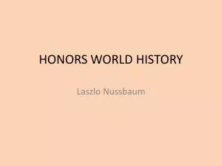 HONORS WORLD HISTORY