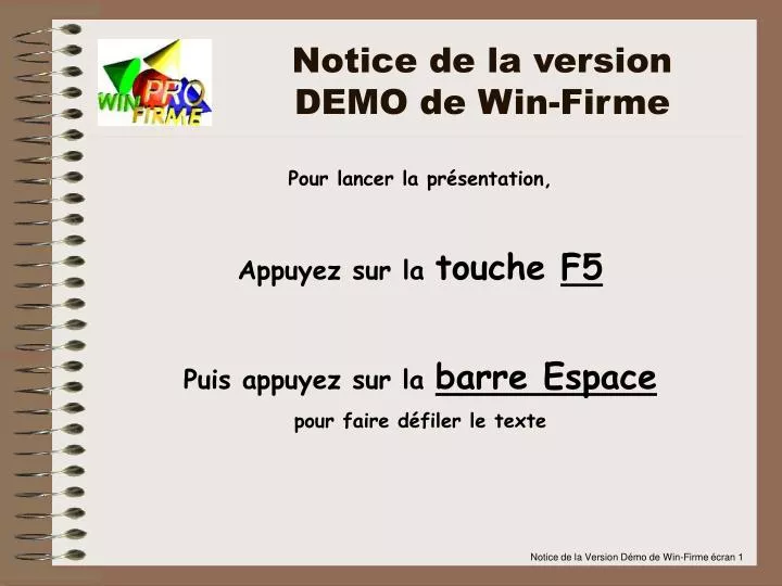 notice de la version demo de win firme