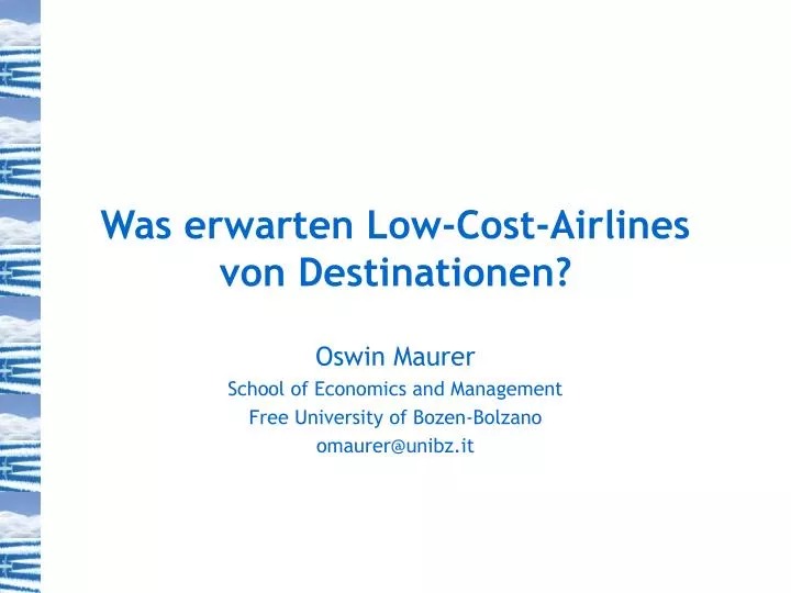 was erwarten low cost airlines von destinationen