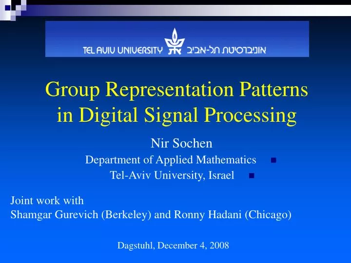 group representation patterns in digital signal processing