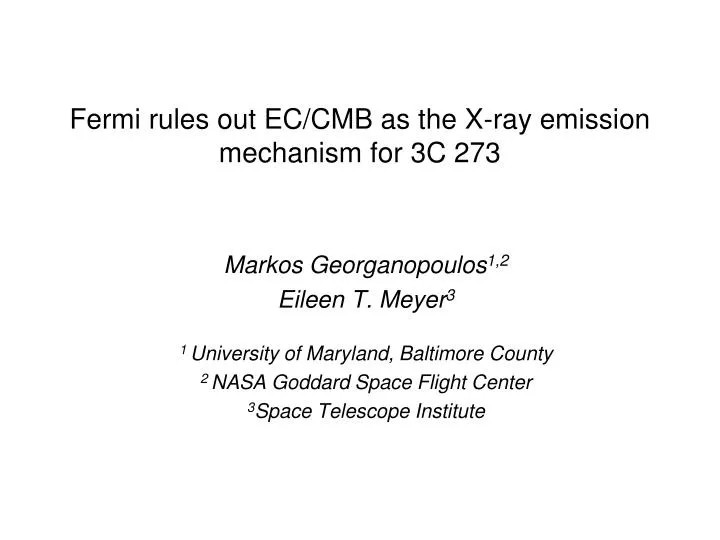 fermi rules out ec cmb as the x ray emission mechanism for 3c 273