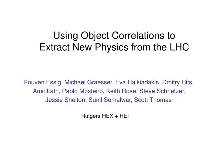 using object correlations to extract new physics from the lhc
